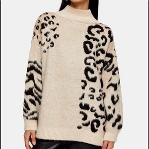 Mixed animal print sweater